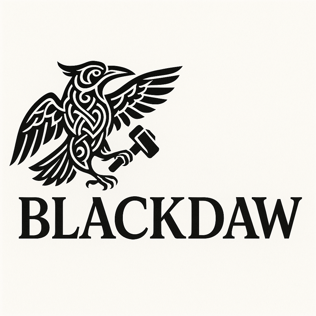 Blackdaw Media — raven and hammer mark